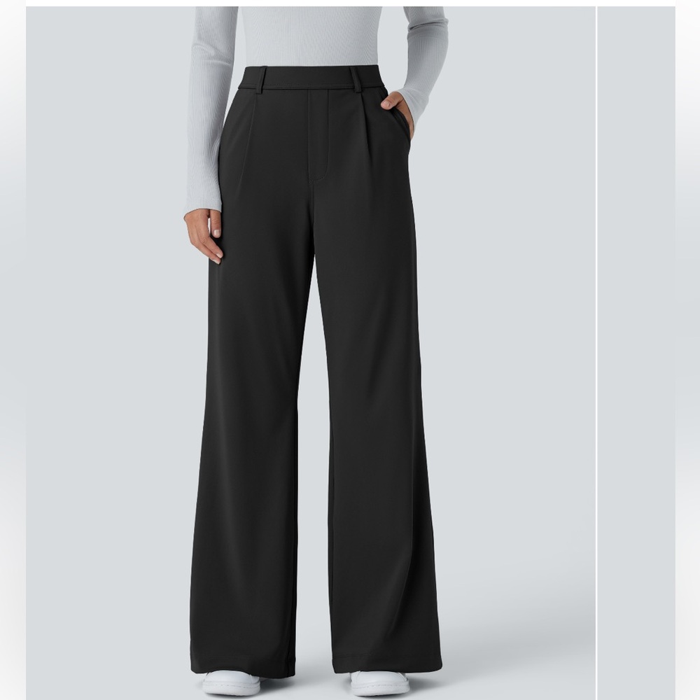 HALARA Black Wide Leg, High-Waisted Side Pocket Flare Pants